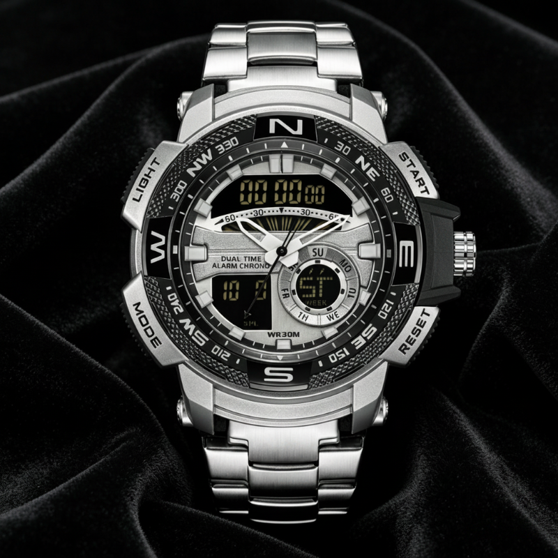 ⏳Time-Limited Special⏰Men's Dual‑Display Sports Watch – Analog‑Digital, 3ATM Waterproof, Multi‑Function ✨