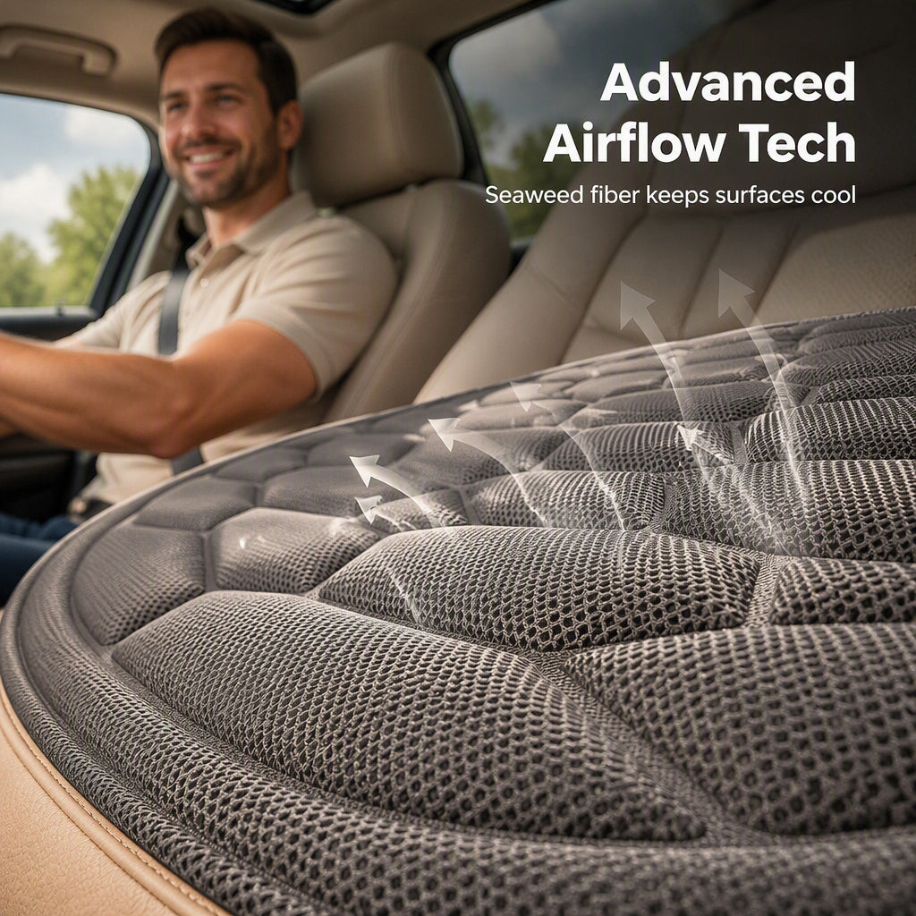 ❄️Summerfresh 50% OFF!🚗Breathable Car Seat Cushion – Cushioned Anti-Slip Seat Pad for Cars, SUVs & Vans