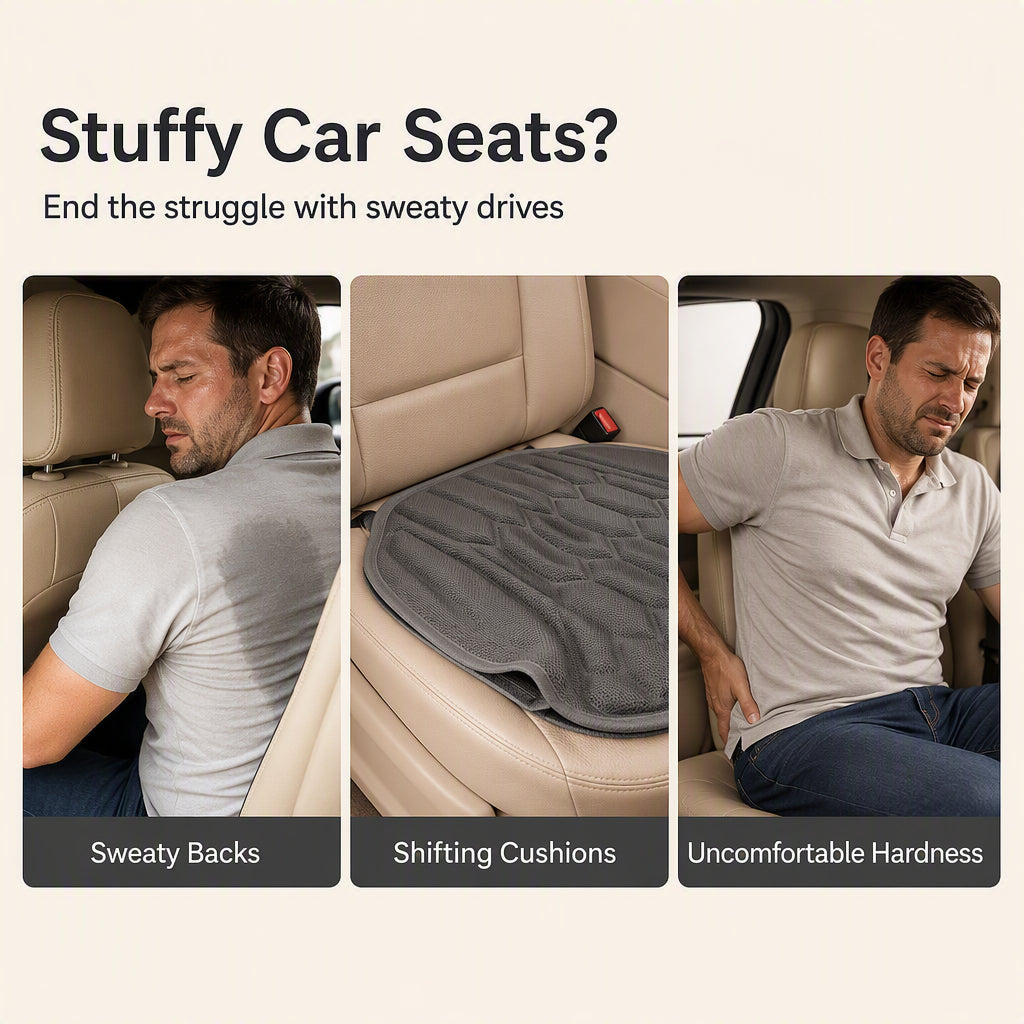 ❄️Summerfresh 50% OFF!🚗Breathable Car Seat Cushion – Cushioned Anti-Slip Seat Pad for Cars, SUVs & Vans