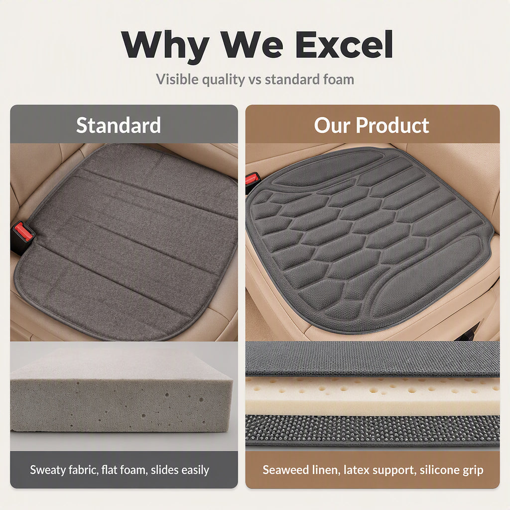 ❄️Summerfresh 50% OFF!🚗Breathable Car Seat Cushion – Cushioned Anti-Slip Seat Pad for Cars, SUVs & Vans
