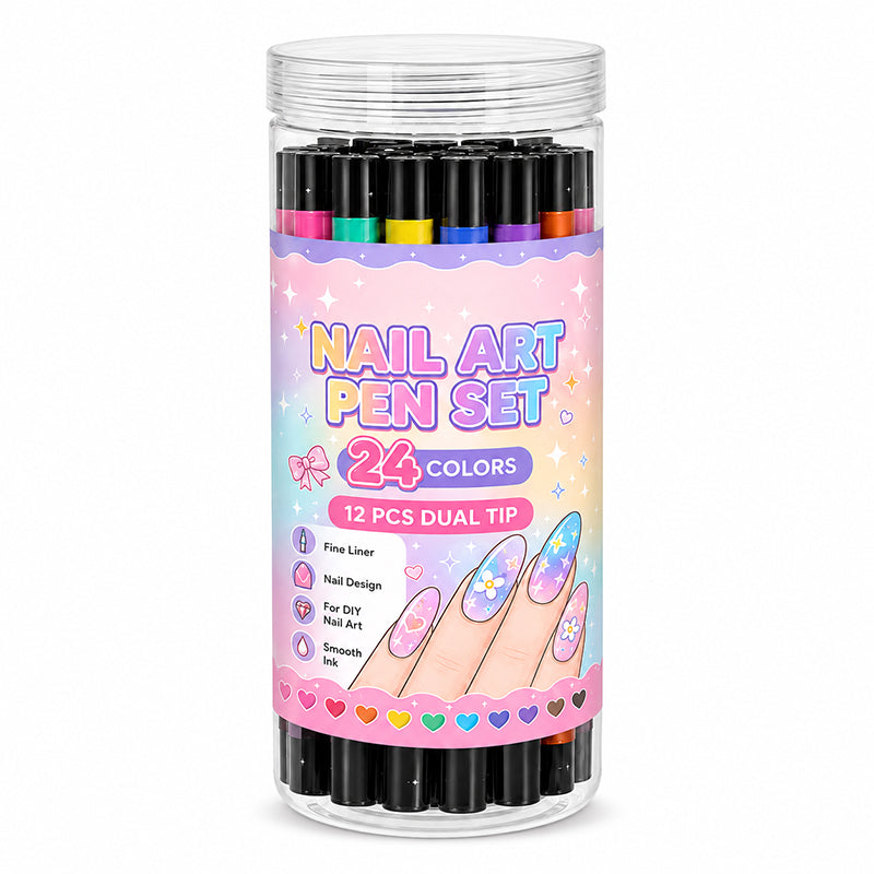 🎉 2026 Sale — Over 25,000 Sold!💅 24‑Colors Dual‑Ended Nail Art Pens‑DIY Manicure Drawing Set 🎨