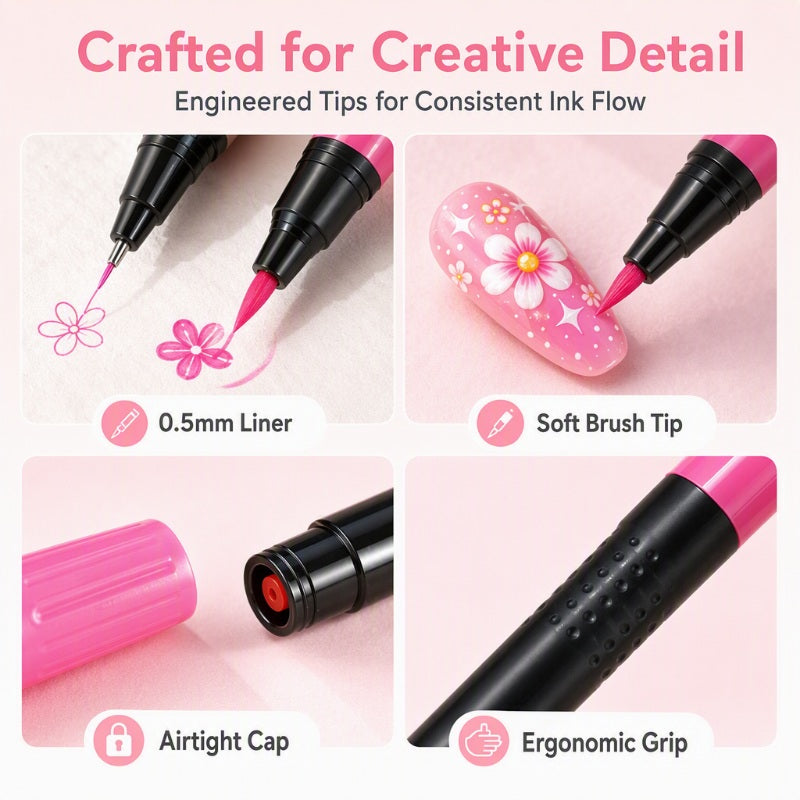 🎉 2026 Sale — Over 25,000 Sold!💅 24‑Colors Dual‑Ended Nail Art Pens‑DIY Manicure Drawing Set 🎨