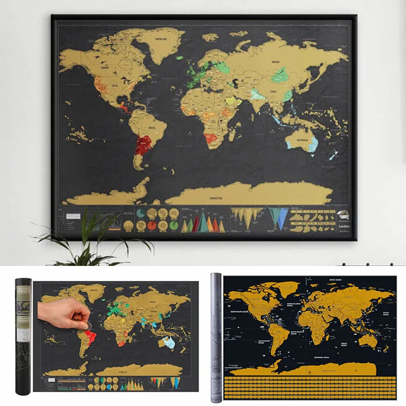 🌍 Scratch-off World Map Travel Journal | Scratch off your travel routes, stylish wall decor & the perfect gift for world travelers!