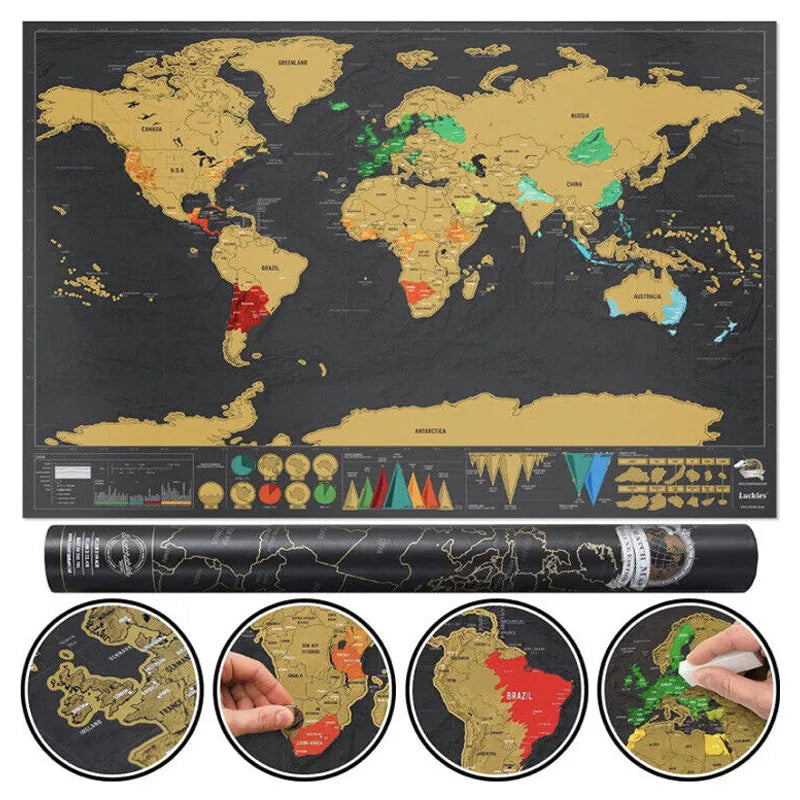 🌍 Scratch-off World Map Travel Journal | Scratch off your travel routes, stylish wall decor & the perfect gift for world travelers!