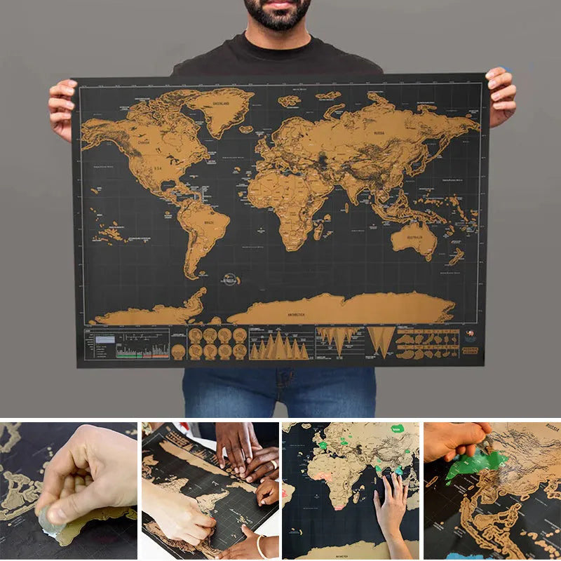 🌍 Scratch-off World Map Travel Journal | Scratch off your travel routes, stylish wall decor & the perfect gift for world travelers!