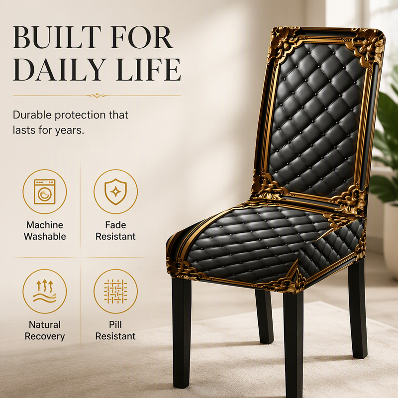 🪑 LIMITED-TIME 50% OFF ✨ Washable Baroque Chair Cover — Stretch Fit, Royal Gold Pattern