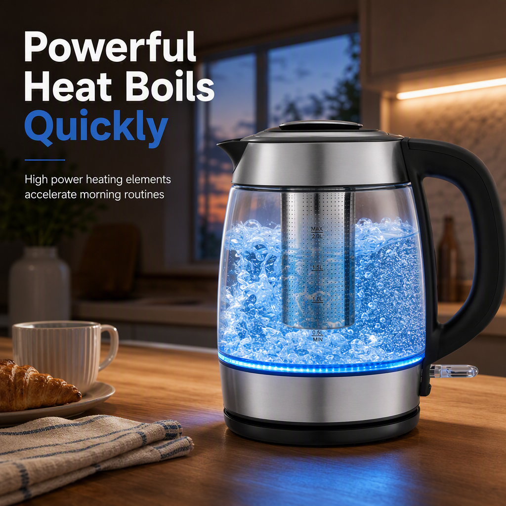 ☕2L Large Capacity Glass Electric Kettle with Automatic Shut Off and Overheat Protection✨