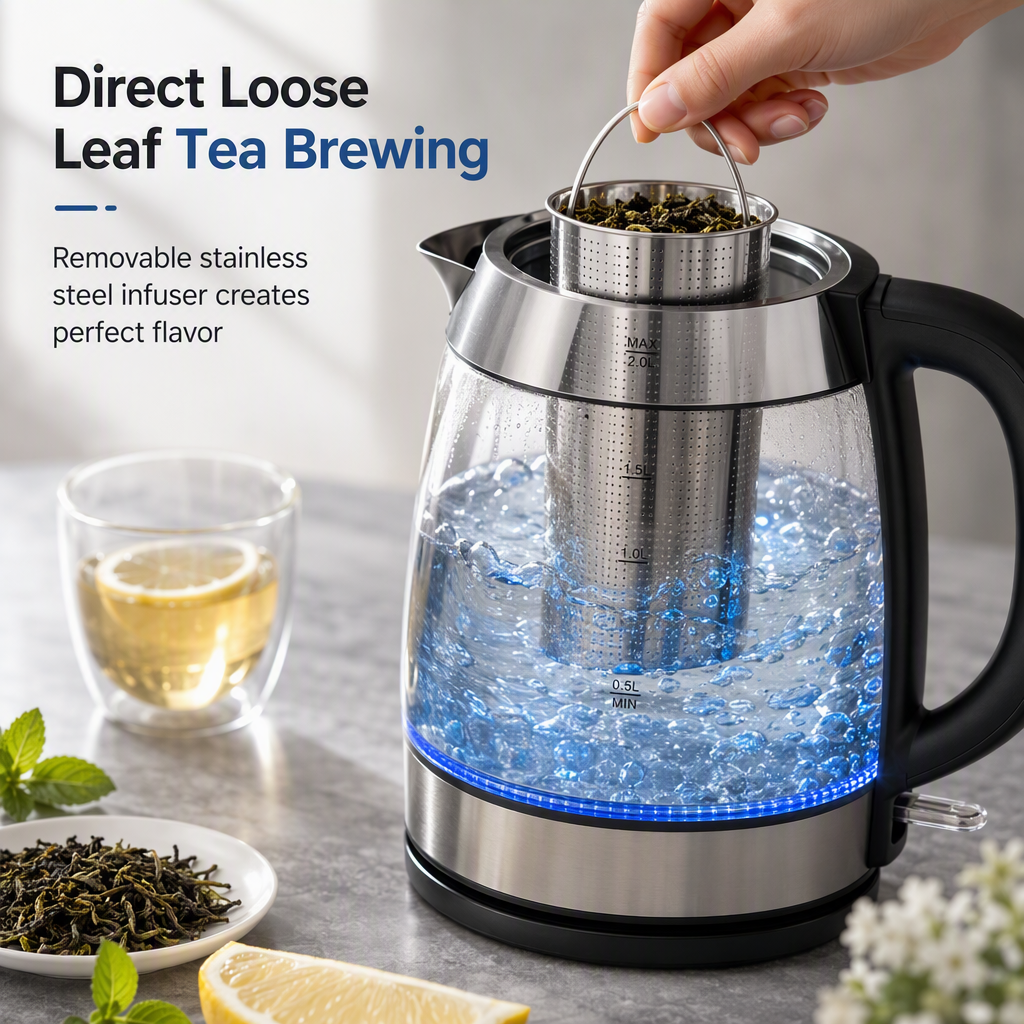 ☕2L Large Capacity Glass Electric Kettle with Automatic Shut Off and Overheat Protection✨