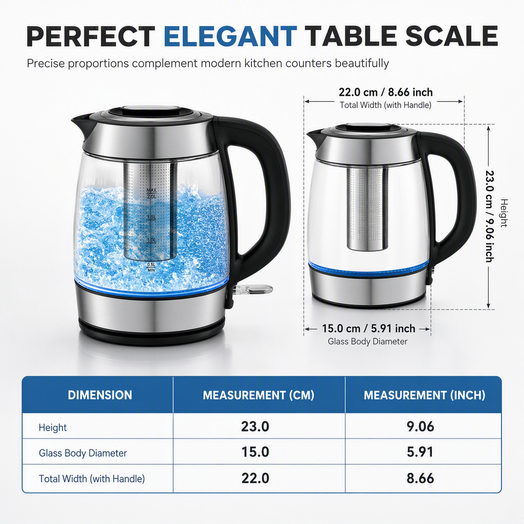 ☕2L Large Capacity Glass Electric Kettle with Automatic Shut Off and Overheat Protection✨
