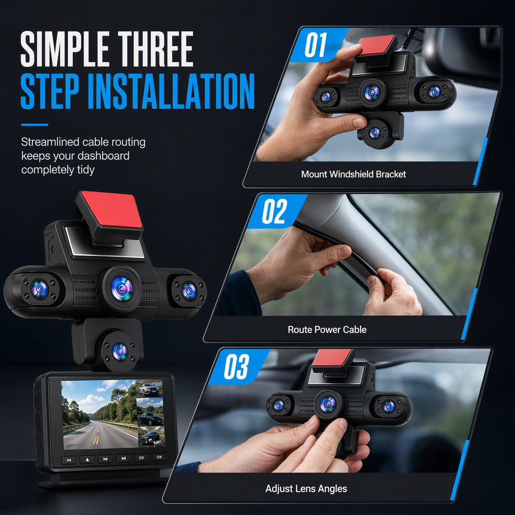 🚗 LIMITED‑TIME 50% OFF! ✨4K 360 Degree Panoramic Car Dash Cam with 5 Cameras – Hidden Design, Auto Collision Lock & Heat‑Resistant Body ✨
