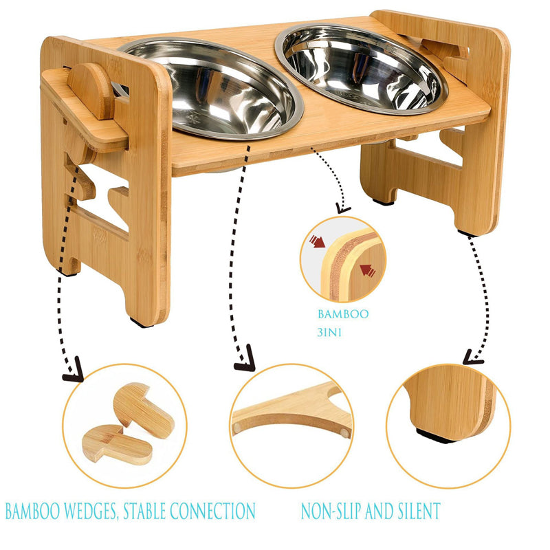 Adjustable Height Elevated Dog & Cat Feeder