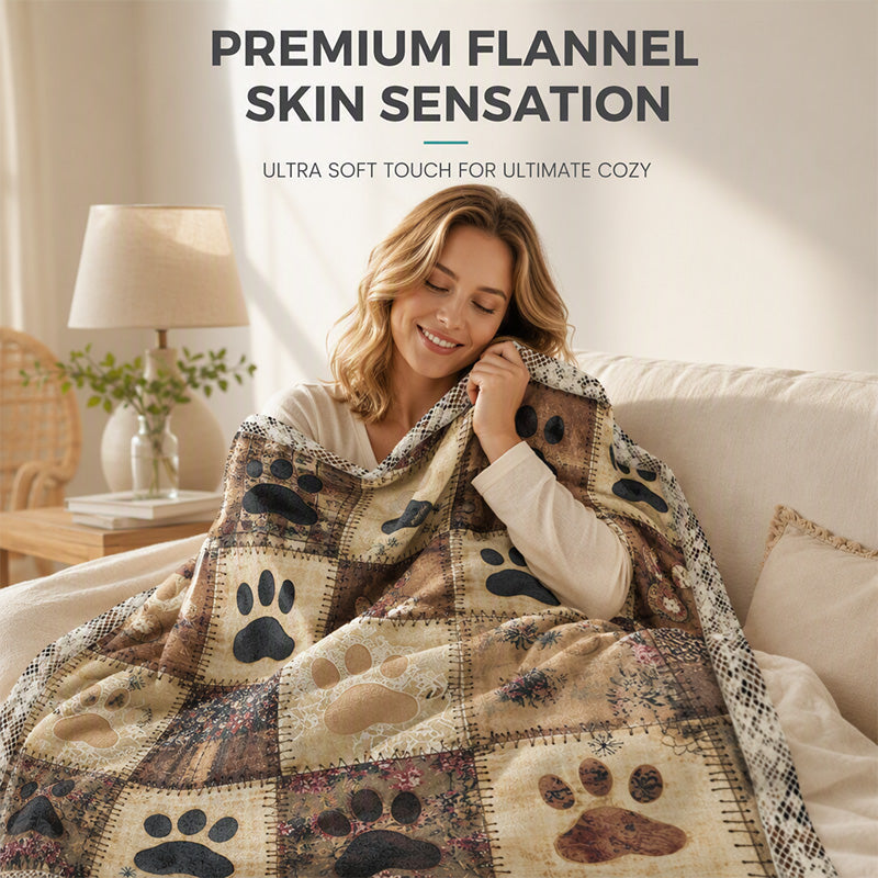 🐶LIMITED‑TIME 50% OFF! 🐾Cute Paw Print Soft Flannel Blanket – Snuggly, Warm, Lovely Home Decor 🛌