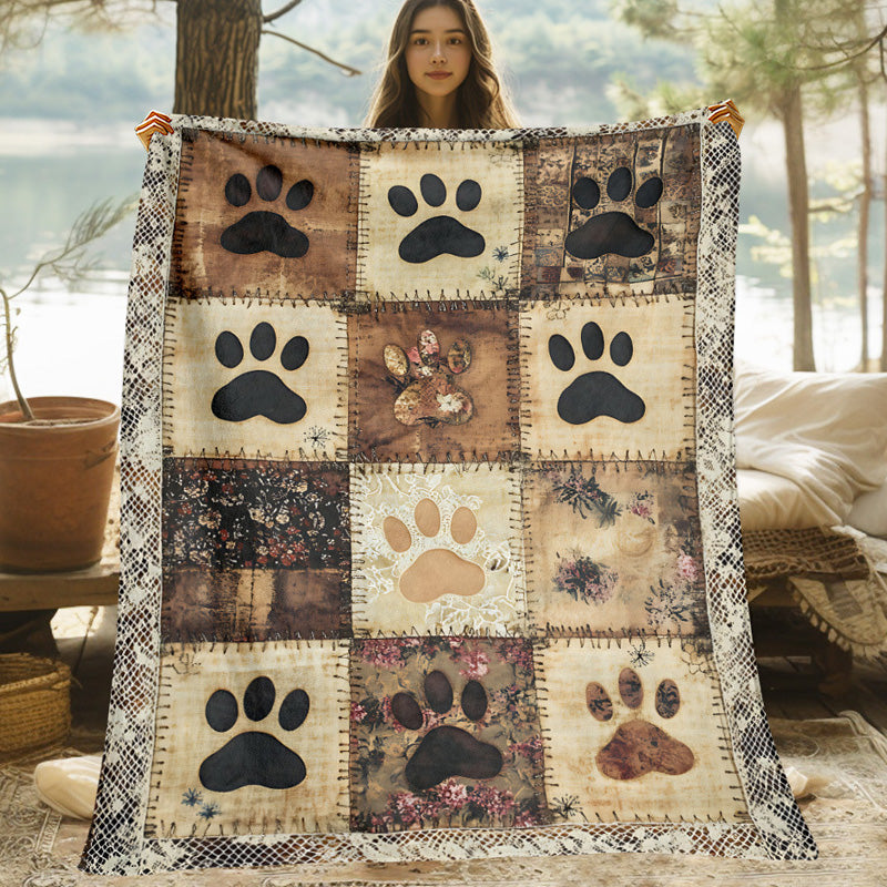 🐶LIMITED‑TIME 50% OFF! 🐾Cute Paw Print Soft Flannel Blanket – Snuggly, Warm, Lovely Home Decor 🛌