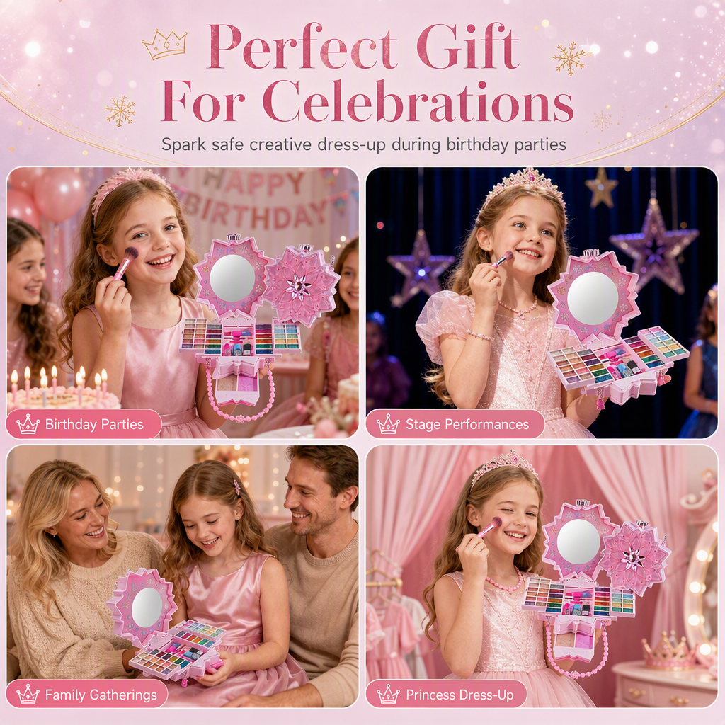 💄 LIMITED‑TIME 50% OFF! 👑 Washable Princess Makeup Set – Non‑irritating, trays & portable case 🧴