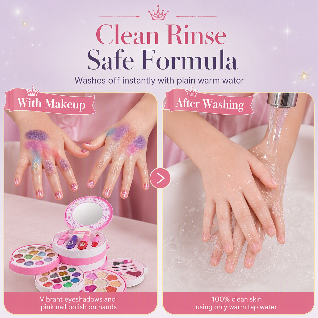 💄 LIMITED‑TIME 50% OFF! 👑 Washable Princess Makeup Set – Non‑irritating, trays & portable case 🧴
