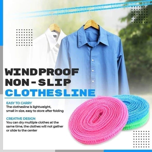 Dry Laundry Anywhere Instantly! No-Slip Windproof Travel Clothesline