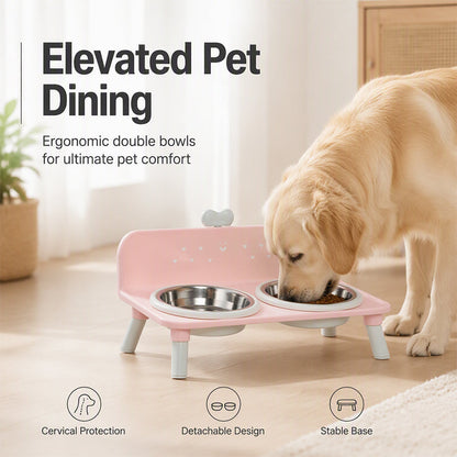 🐾Elevated Double Pet Bowl Feeder | More Natural Feeding Posture For Pets✨
