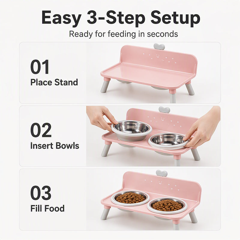 🐾Elevated Double Pet Bowl Feeder | More Natural Feeding Posture For Pets✨