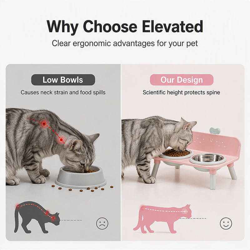 🐾Elevated Double Pet Bowl Feeder | More Natural Feeding Posture For Pets✨