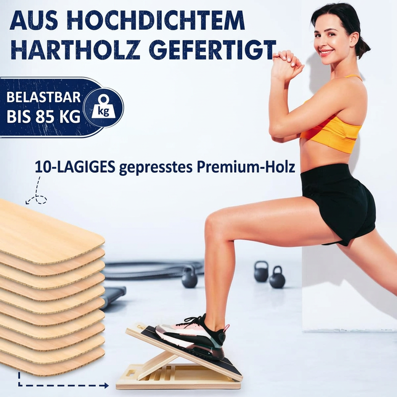 📢📢50% RABATT !!⏰Verstellbares schräges Holzbrett zum Dehnen der Waden