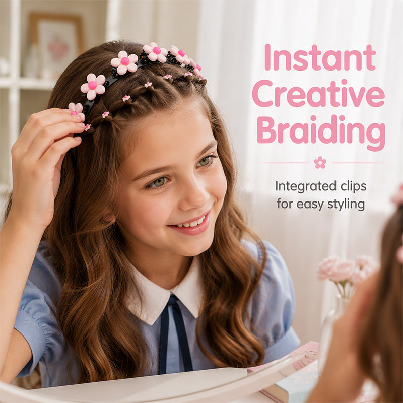 🌸 LIMITED-TIME 50% OFF ✨ Cartoon Braiding Headband — Integrated Mini Clips, Instant Braids for Girls