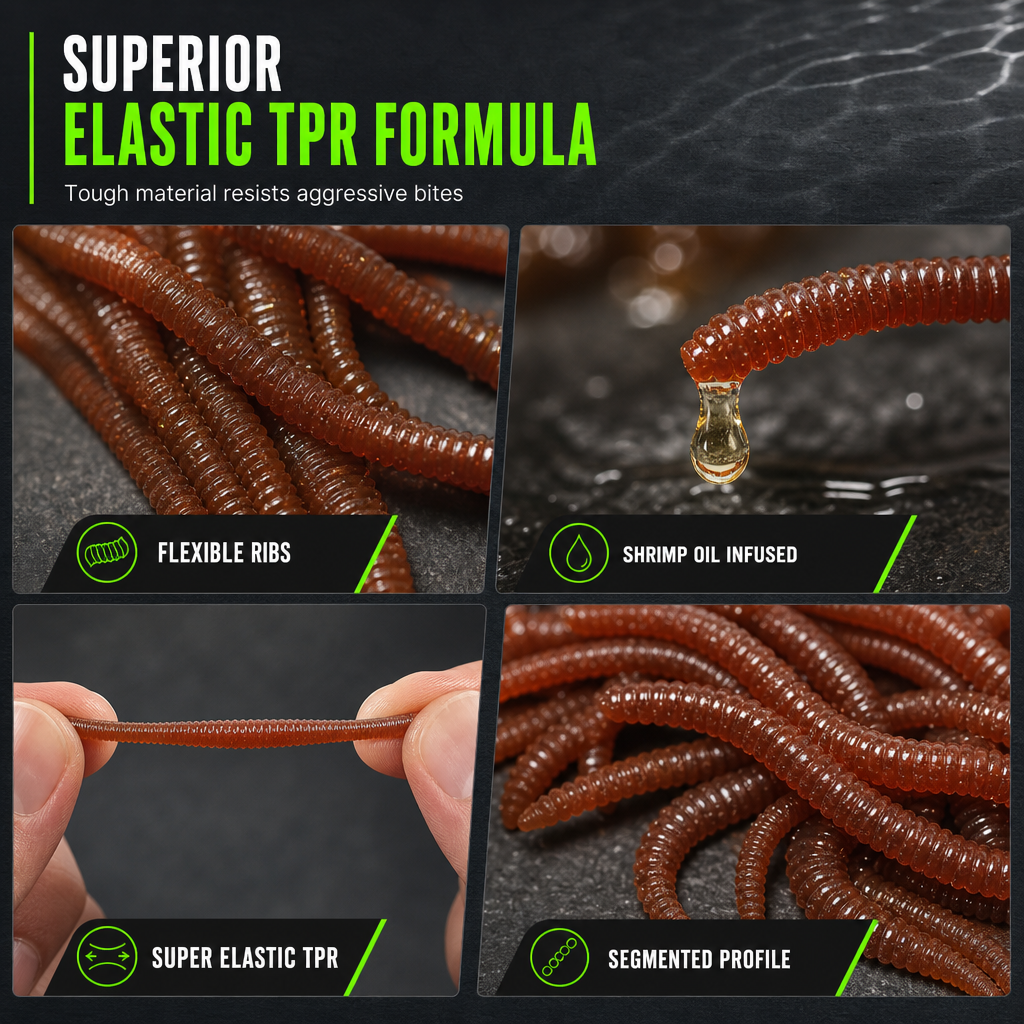 🌊 LIMITED-TIME 50% OFF ✨ Simulation Earthworm Soft Lures — Scented, Lifelike, Durable TPR