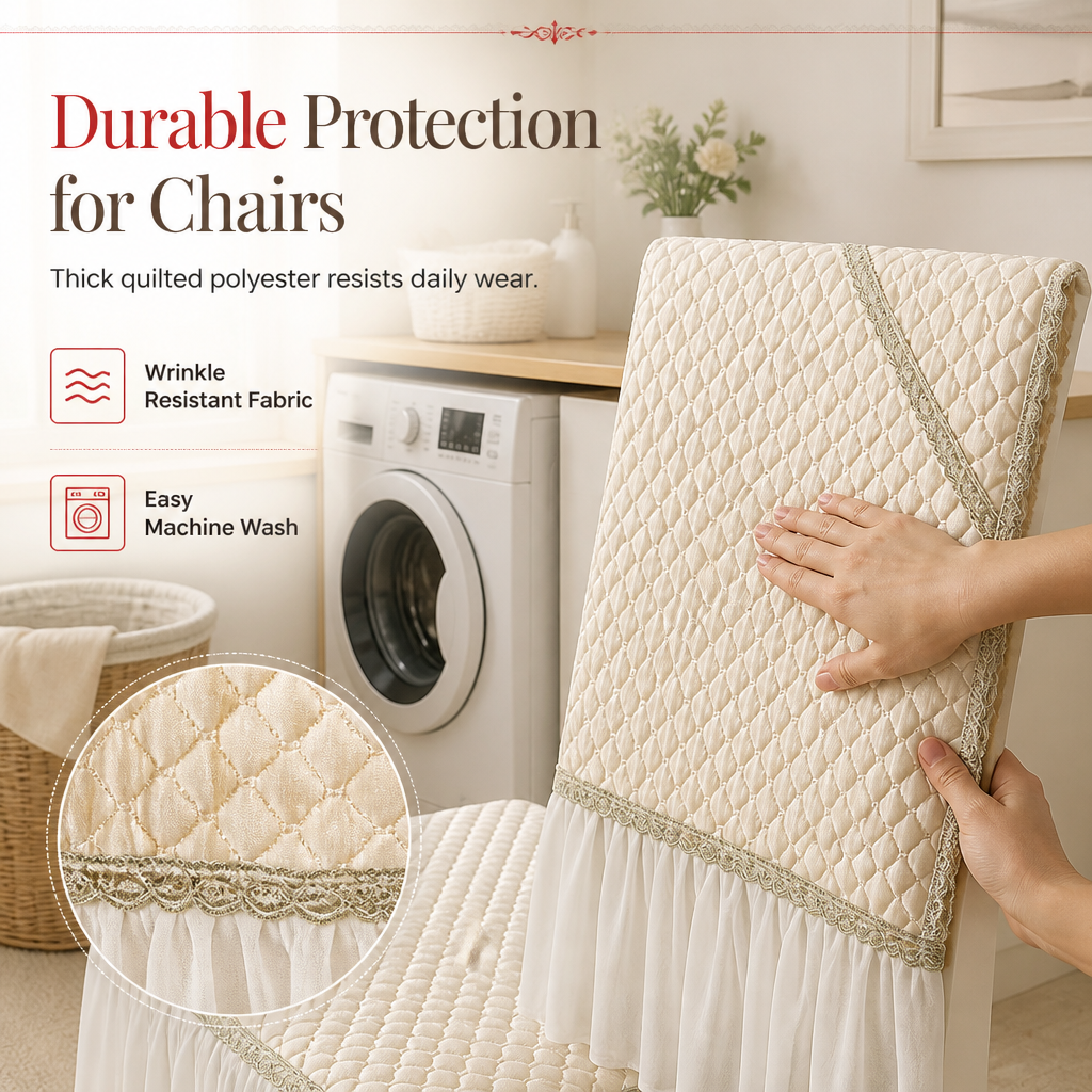 ⏳ 50% OFF! ✨ Modern Minimalist Dining Tablecloth & Chair Cover Set – Thick Quilted Padding, Nordic Swan Embroidery & Diamond Quilting – Elegant Protection for Daily Dining 🪑🦢