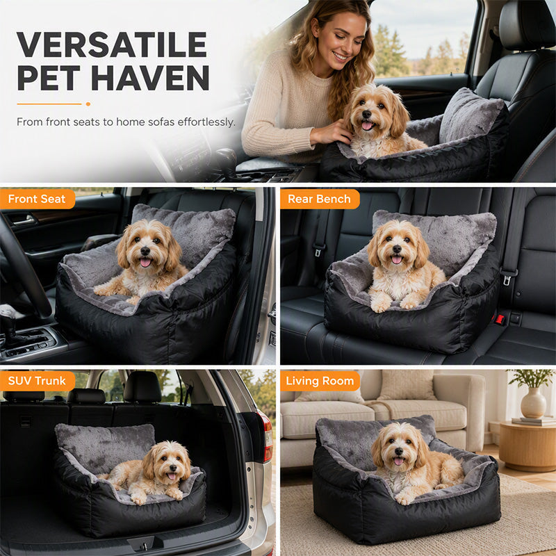 🚙🛡️Half‑Enclosed Pet Car Booster Seat | Calm Your Pet During Road Trips🐾