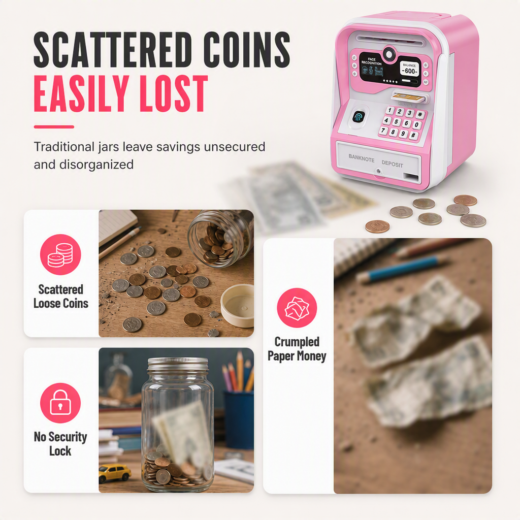 🏦 LIMITED-TIME 50% OFF! 🔐 Electronic Kids ATM Money Saving Box – Fingerprint Unlock, Auto Roll Bills, Large Capacity ✨