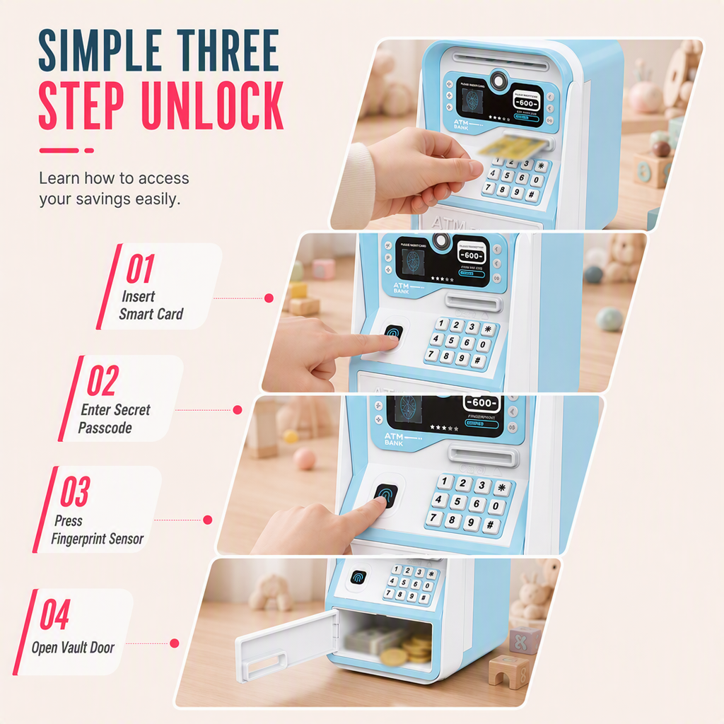 🏦 LIMITED-TIME 50% OFF! 🔐 Electronic Kids ATM Money Saving Box – Fingerprint Unlock, Auto Roll Bills, Large Capacity ✨