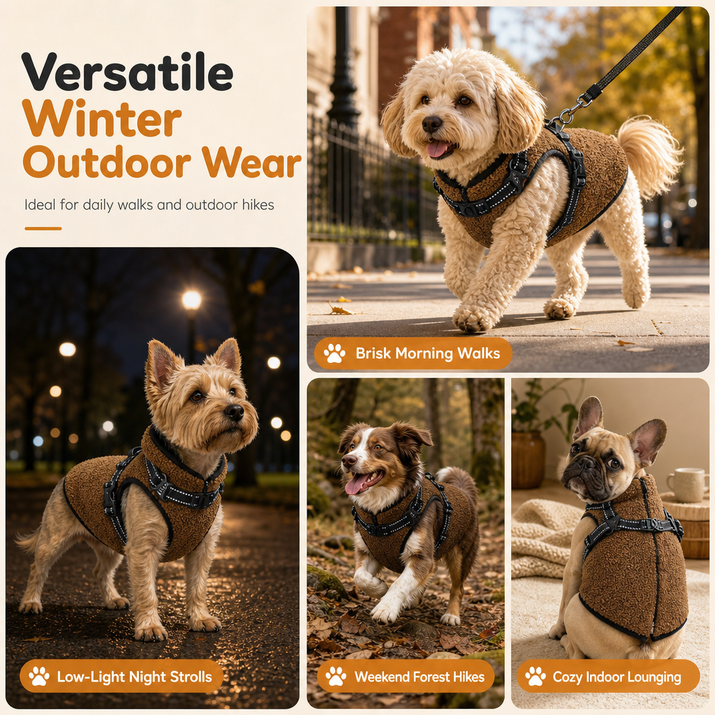 ⏳🔥LIMITED-TIME 50% OFF! ⏰Warm Winter Dog Coat with Reflective Strips and Harness for Small and Medium Dogs🐶❄️