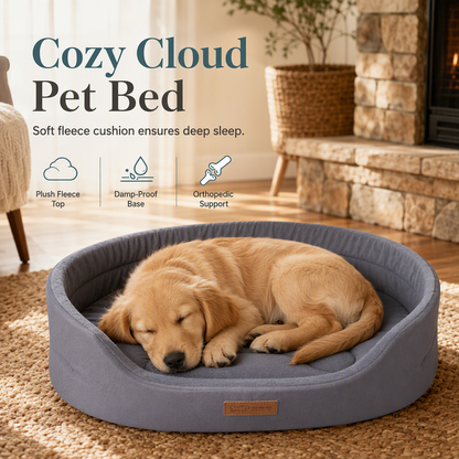 💤 MASSIVE 50% SAVINGS  🐾 Cozy Oval Pet Bed — Plush Fleece, Moisture-Proof & Scratch Resistant