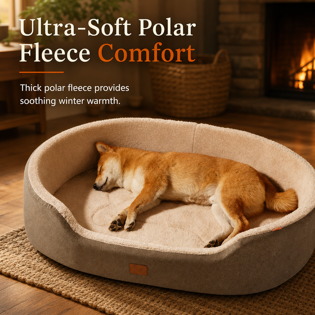 💤 MASSIVE 50% SAVINGS  🐾 Cozy Oval Pet Bed — Plush Fleece, Moisture-Proof & Scratch Resistant