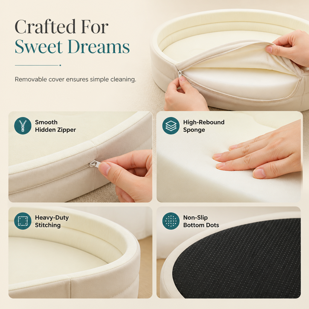 💤 MASSIVE 50% SAVINGS  🐾 Cozy Oval Pet Bed — Plush Fleece, Moisture-Proof & Scratch Resistant