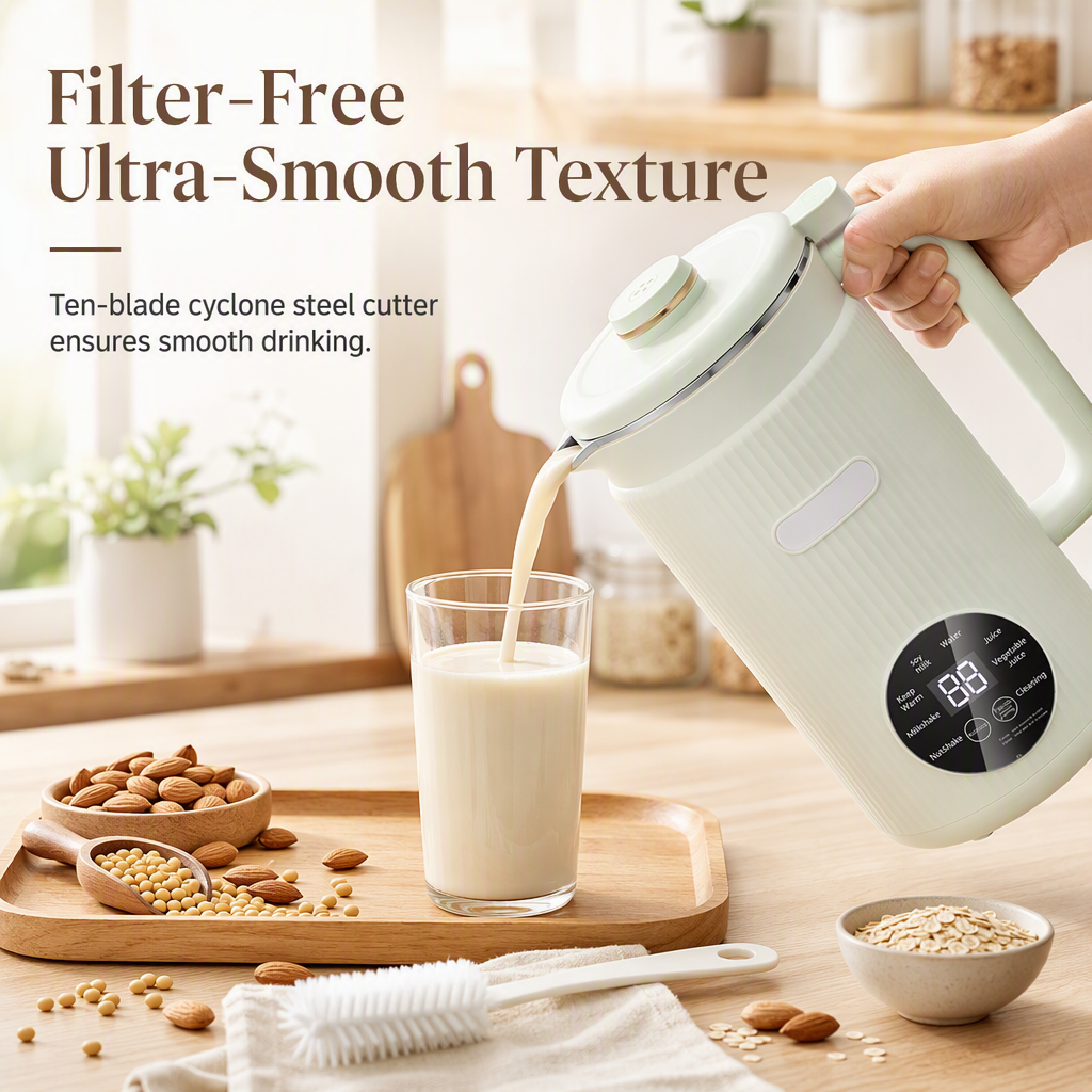 🥛 50% OFF NOW! 🌿 Automatic Soy Milk Maker & Blender – 1500ml, Filter-Free, 10 Blades & 304 Stainless Steel – Multi-Functional for 4-5 People ⚡