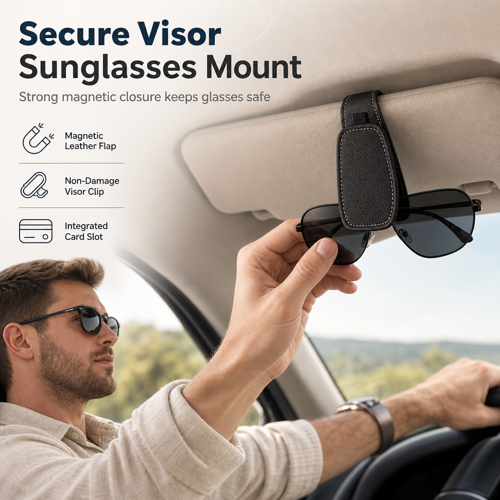 🕶️ Car Sunglasses Holder – Double clip & ticket card mount ✨