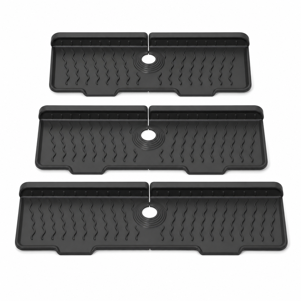🚰 LIMITED‑TIME 50% OFF! 🌊 Silicone Faucet Splash Guard Mat – Self‑Draining Slope, Cuttable Collar & Sponge Caddy 🧼