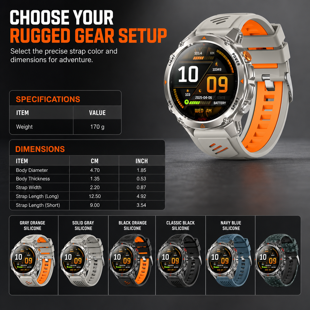⏰Smartwatch with Bluetooth Calling,GPS & Beidou Positioning, Heart Rate & Sleep Monitor, Pedometer & Message Reminders🏃‍