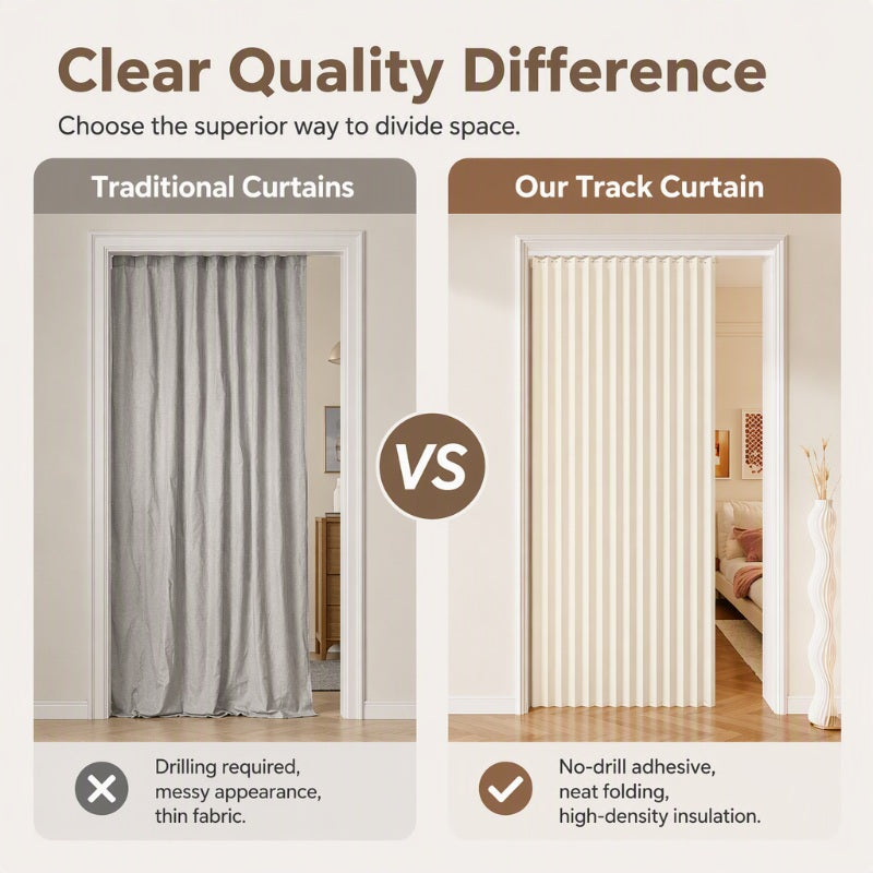 ⏰🔥LIMITED TIME 50% OFF!🔥50K+ SOLD! Add Privacy Instantly! No-Drill Adhesive Sliding Curtain
