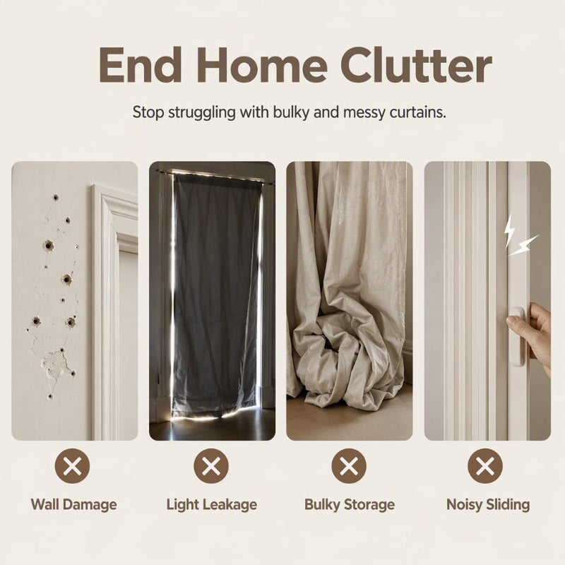 ⏰🔥LIMITED TIME 50% OFF!🔥50K+ SOLD! Add Privacy Instantly! No-Drill Adhesive Sliding Curtain