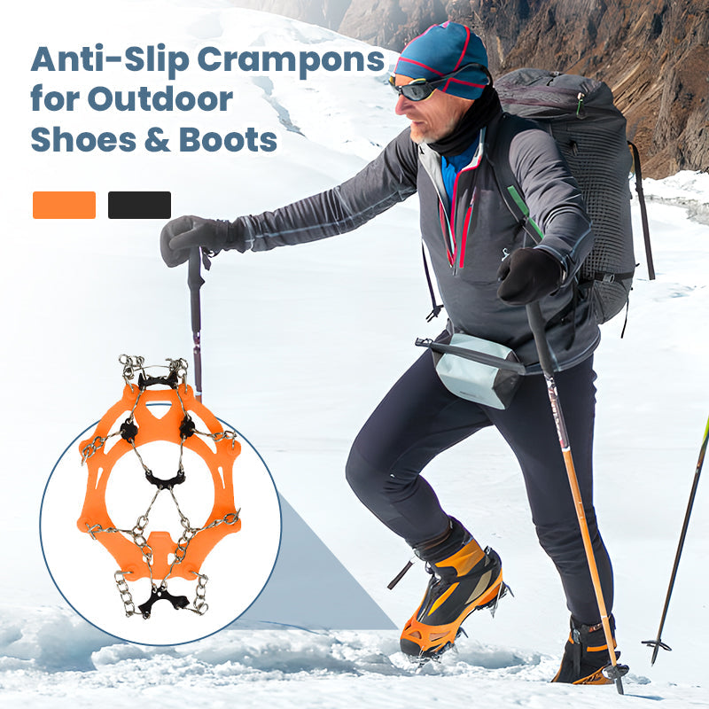 ⏳🔥LIMITED-TIME 50% OFF! ⏰🥾Anti-Slip Crampons for Outdoor Shoes & Boots – Ice Grips with Spikes for Hiking, Walking, Snow & Winter Traction 🏔️