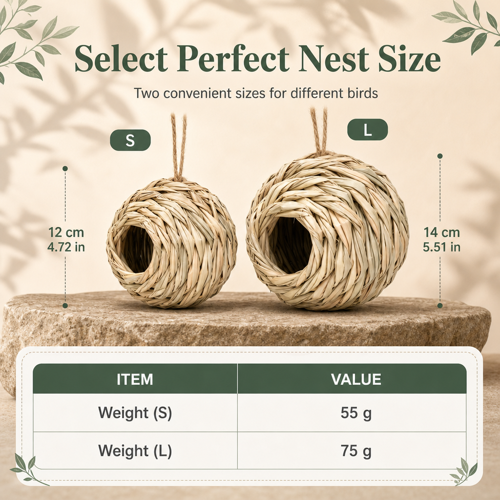 ⏳Limited-Time Offer! 🐦 Hand-Woven Spherical Straw Bird Nest – Dense Weave & Weather Resistant, Add a Natural Touch to Your Garden 🌾🍃