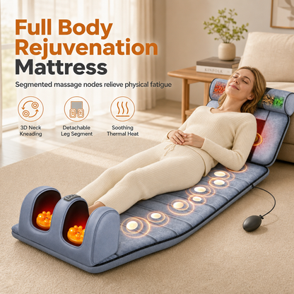 ⏳Time-Limited Special⏰Electric Folding Massage Mattress Pad with Neck Rollers Vibration Heating and Leg Kneading for Full Body Relaxation