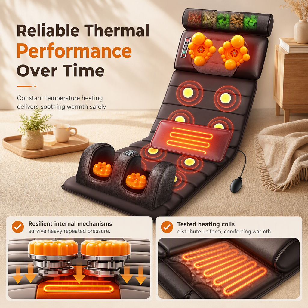 ⏳Time-Limited Special⏰Electric Folding Massage Mattress Pad with Neck Rollers Vibration Heating and Leg Kneading for Full Body Relaxation