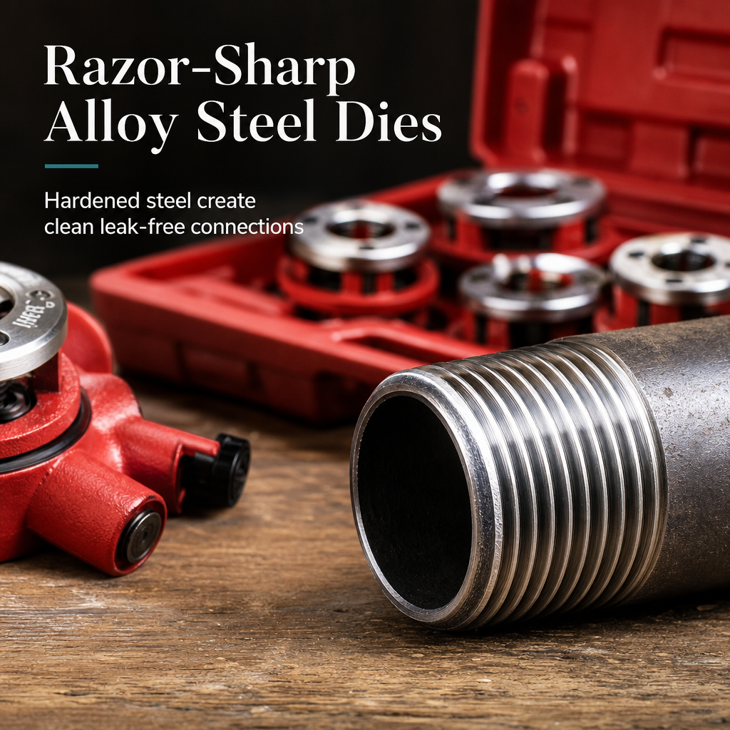 🔥50% OFF🔧Manual Pipe Threading Tool Kit – Ratchet Handle & Die Heads, Cut Clean Pipe Threads with Less Effort 🛠️