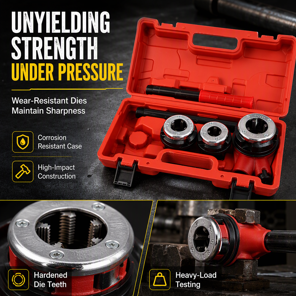 🔥50% OFF🔧Manual Pipe Threading Tool Kit – Ratchet Handle & Die Heads, Cut Clean Pipe Threads with Less Effort 🛠️
