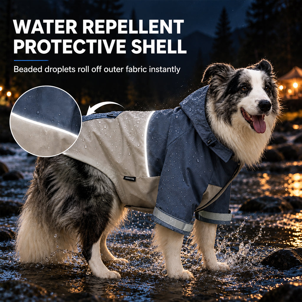 ☔ Waterproof Colorblock Dog Raincoat – Windproof, Breathable, Full Protection ✨