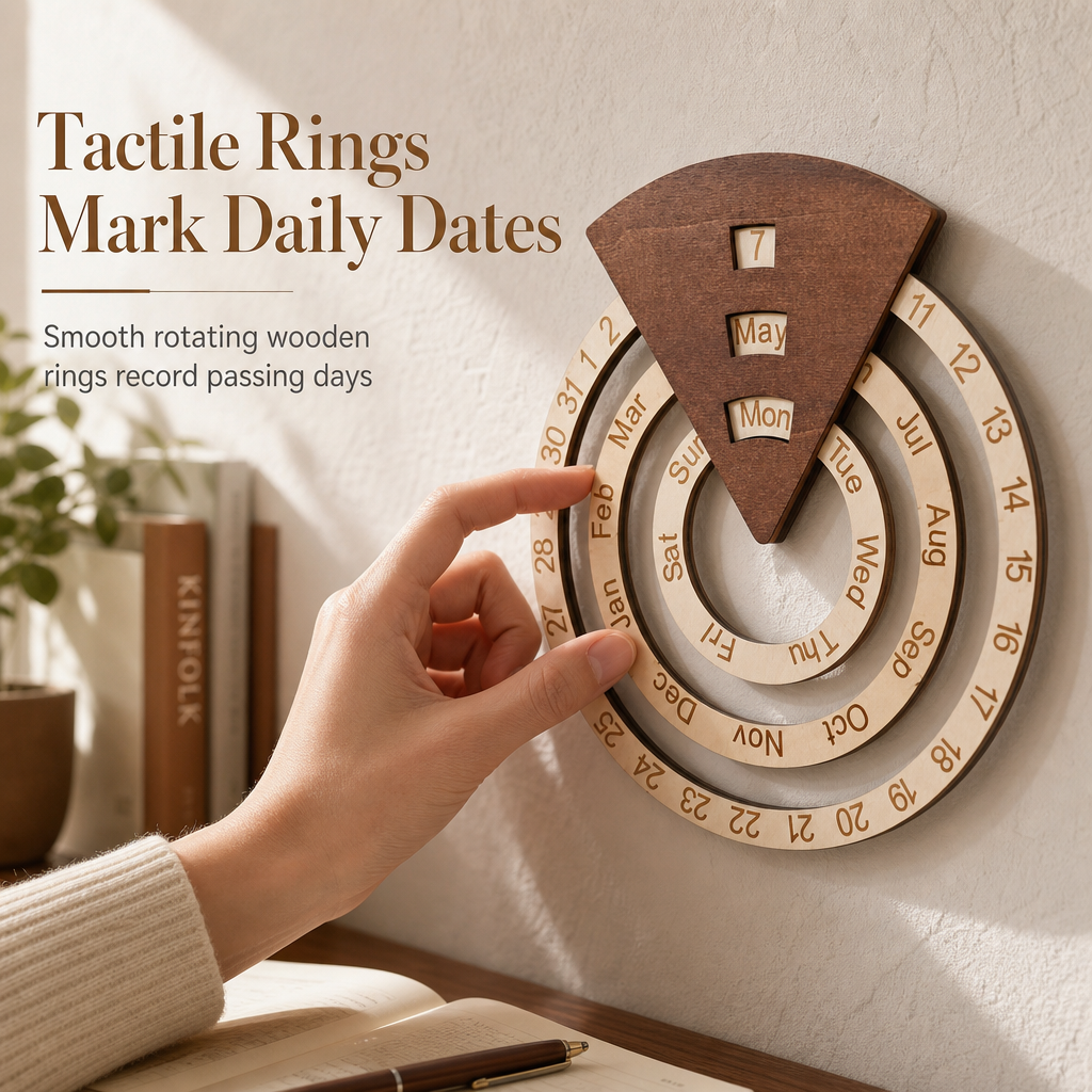 💥50% OFF! 🗓️ Wooden Rotating Perpetual Calendar – A Unique Interactive Decor Piece For Your Home & Office✨