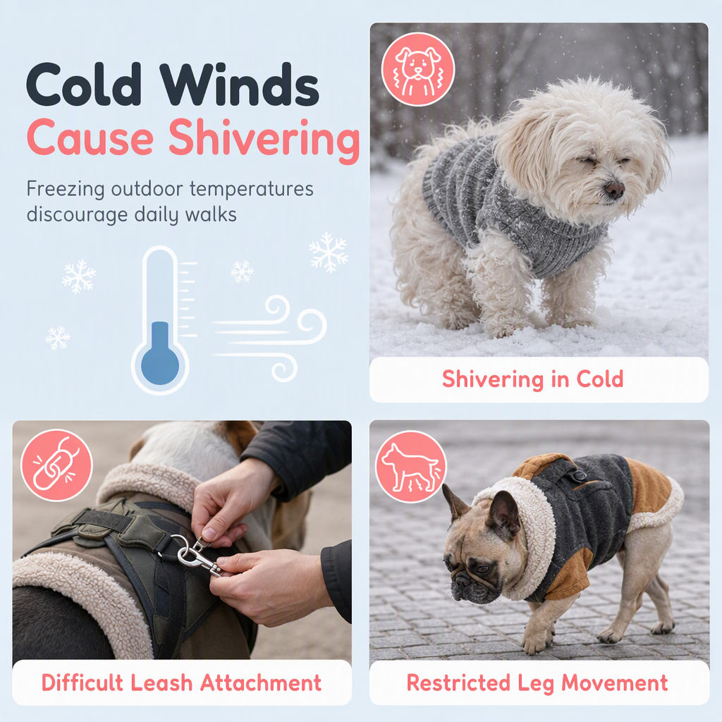 🧶 Fleece Lined Pet Cartoon Vest – Warm Double-Sided Heat Retention, Built-In Metal Leash Ring, Soft High-Density Fleece with Flexible Sleeveless Active Cut – for Daily Walks & Outdoor Adventures ✨