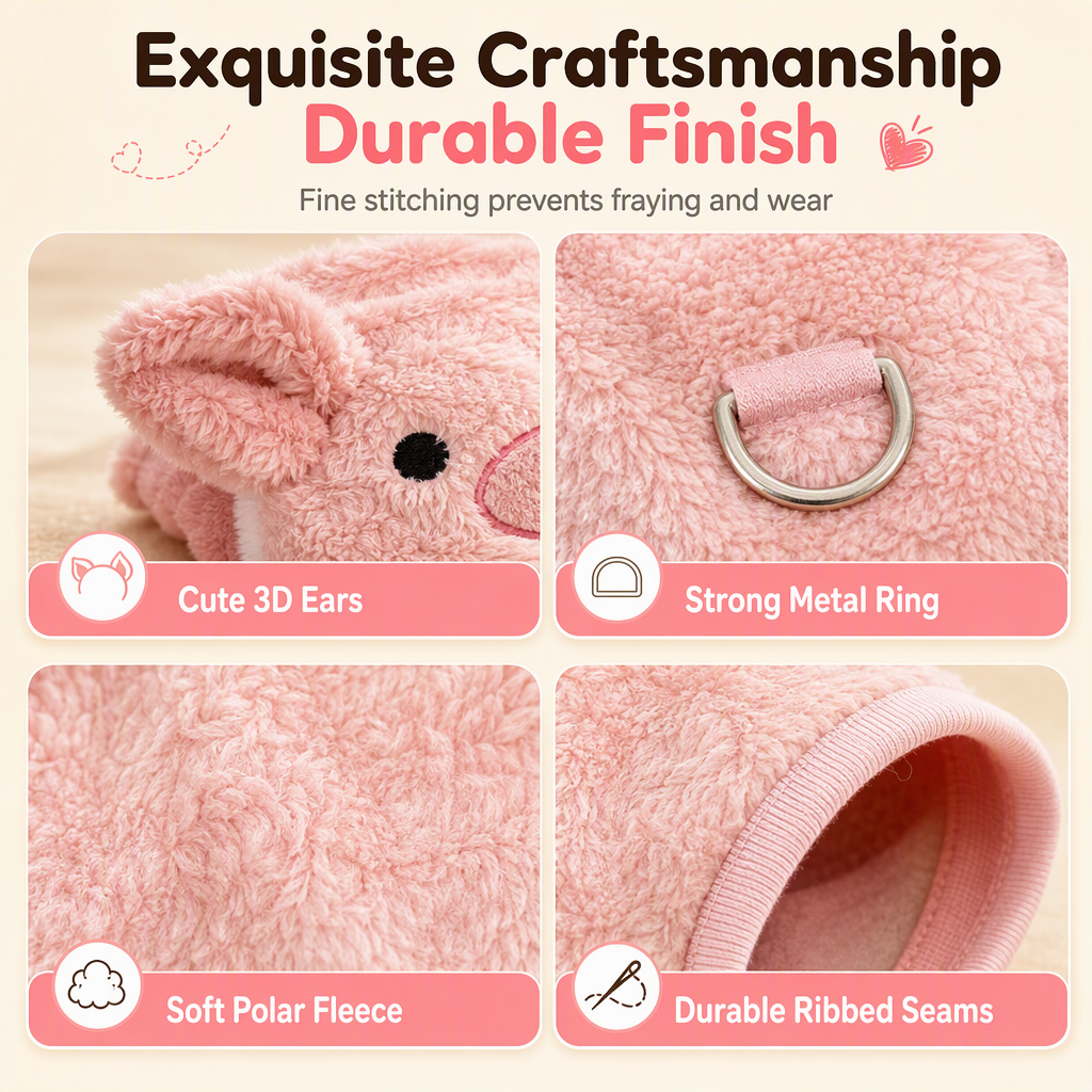 🧶 Fleece Lined Pet Cartoon Vest – Warm Double-Sided Heat Retention, Built-In Metal Leash Ring, Soft High-Density Fleece with Flexible Sleeveless Active Cut – for Daily Walks & Outdoor Adventures ✨